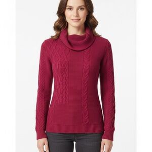 Les Collections Mat Women's Red Cable Knit Sweater size Large